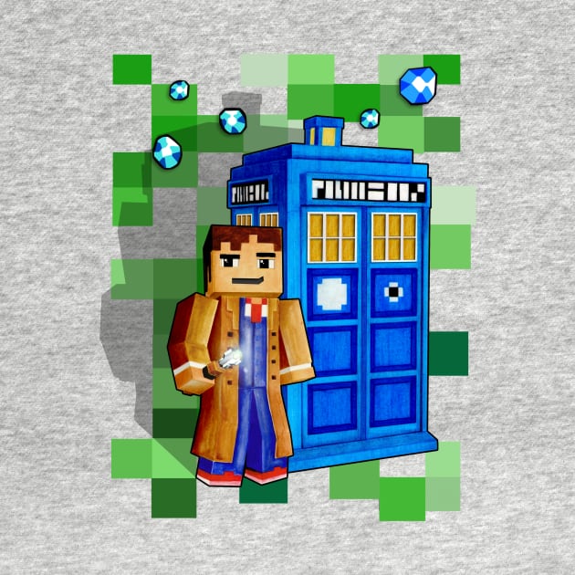 8bit 10th Doctor With time traveler box by Dezigner007